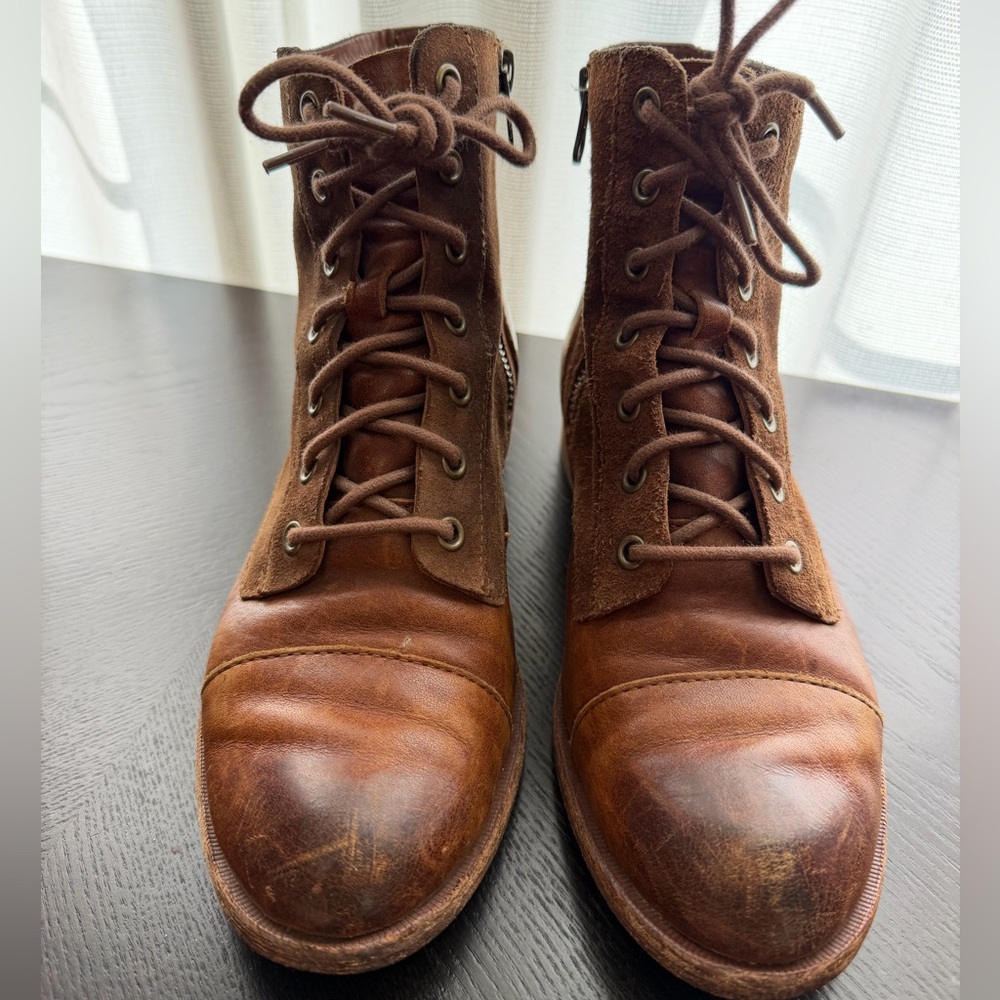 Brown leather and suede Kork Ease booties